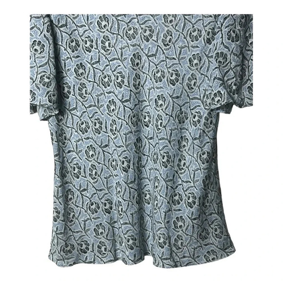 1437. REBECCA TAYLOR SHORT SLEEVE BLOUSE SIZE 2 LIGHT BLUE/BLACK/WHITE IN COLOR - Picture 9 of 9